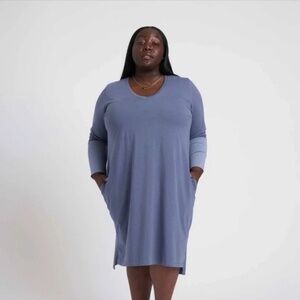 NWT Universal Standard Rhine Midi Dress 12 Long Sleeve Stretch Pockets V Neck